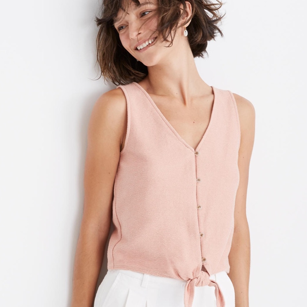 NWT Madewell Texture&Thread Button-Front Tie Tank